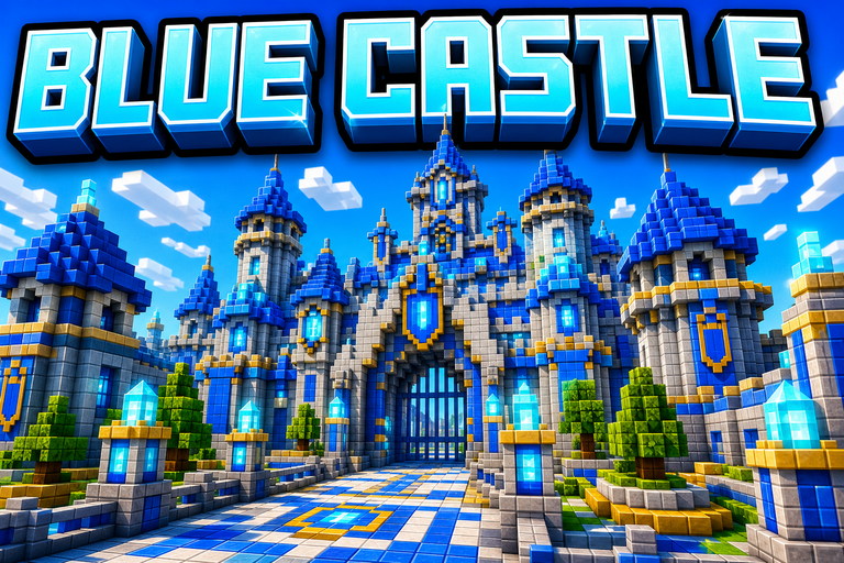 Blue Castle Hub preview for Minecraft Bedrock