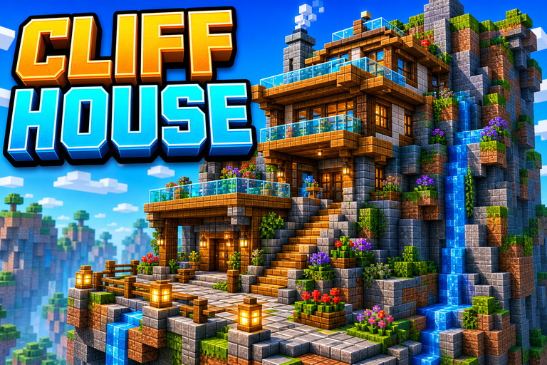 Cliffside House preview for Minecraft Bedrock