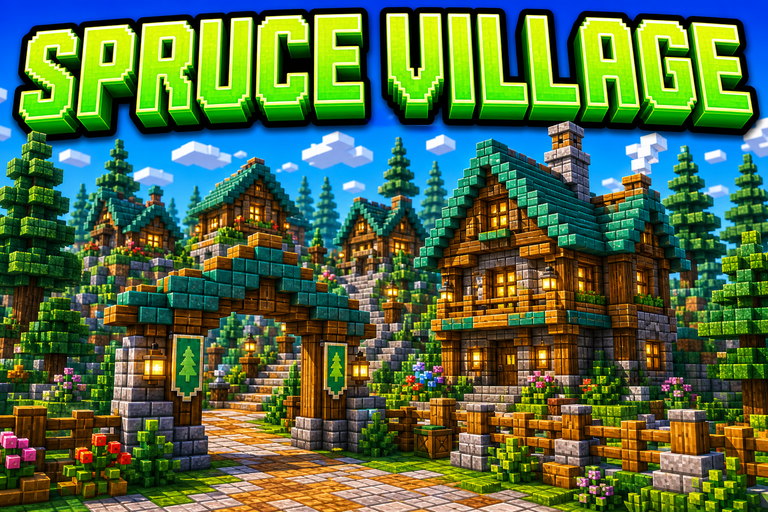 Custom Spruce Village preview for Minecraft Bedrock