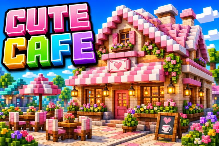 Cute Aesthetic Café preview for Minecraft Bedrock
