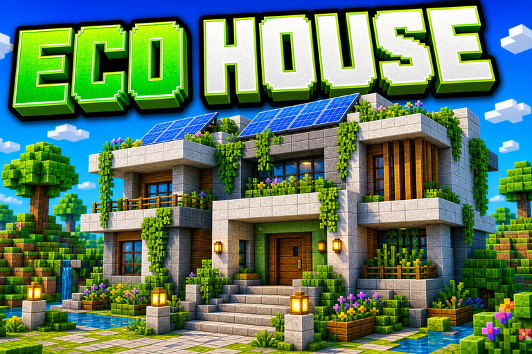Eco Brutalism Beginner House preview for Minecraft Bedrock
