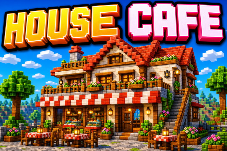 House and cafe preview for Minecraft Bedrock
