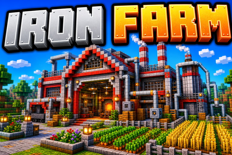Iron factory / Farm preview for Minecraft Bedrock