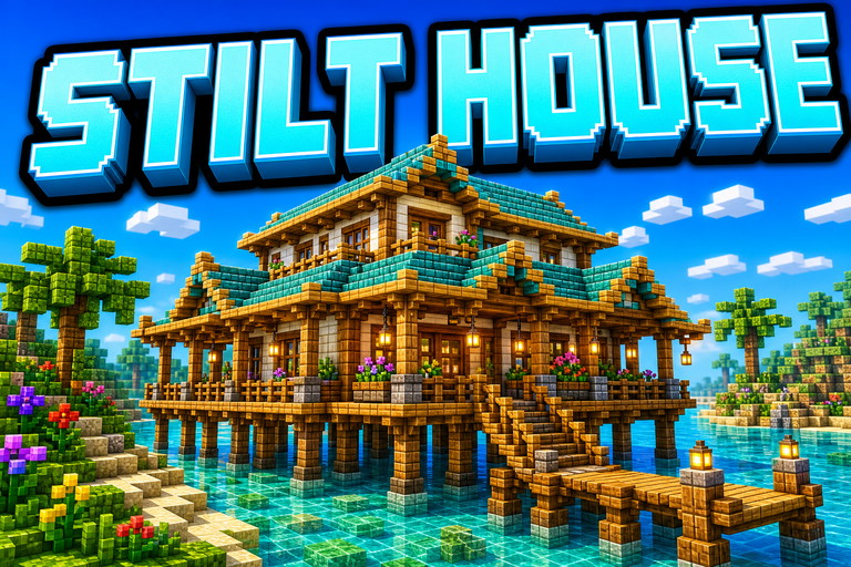 Japanese Stilt House preview for Minecraft Bedrock
