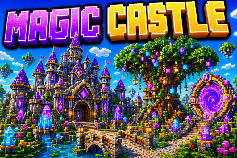 Magic Tree, Portal and Castle preview for Minecraft Bedrock