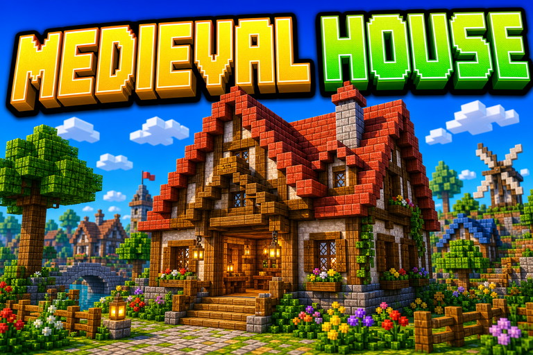 Medieval House and Interior preview for Minecraft Bedrock