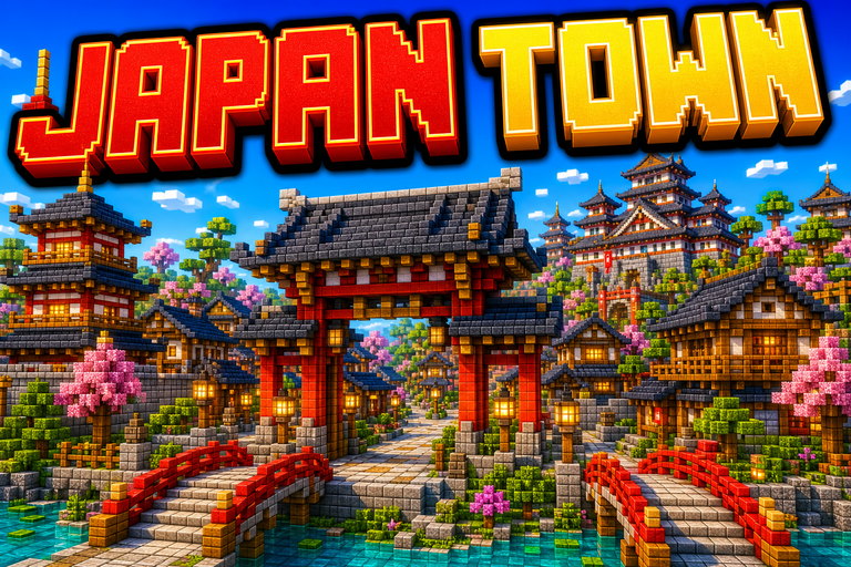 Medieval Japanese Town preview for Minecraft Bedrock