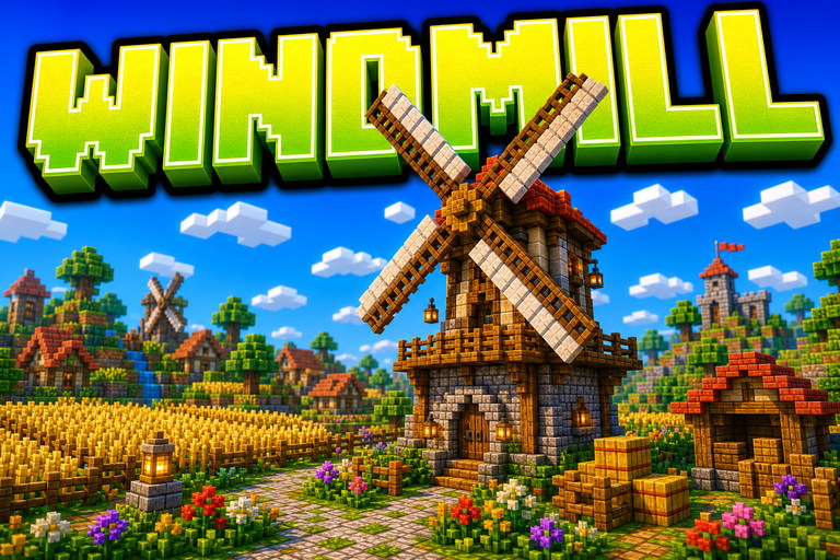 Medieval Windmill preview for Minecraft Bedrock