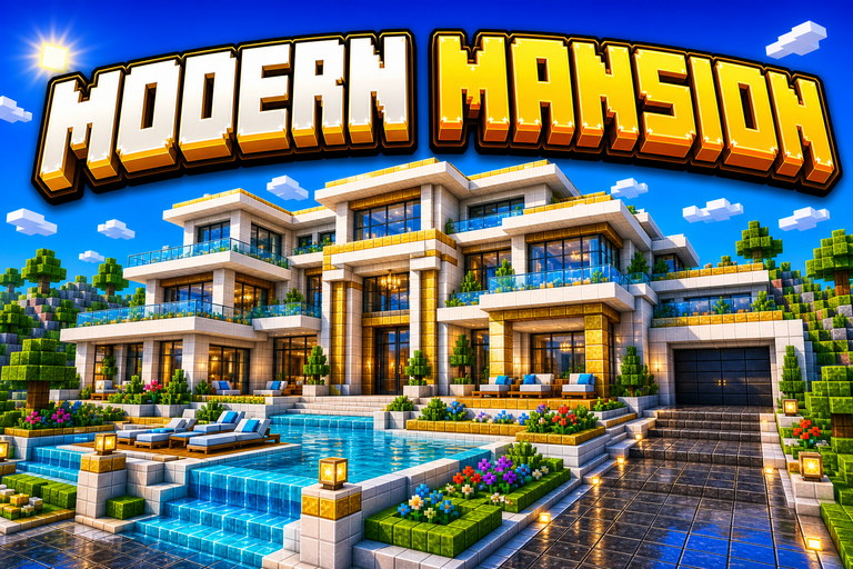 Modern mansion preview for Minecraft Bedrock