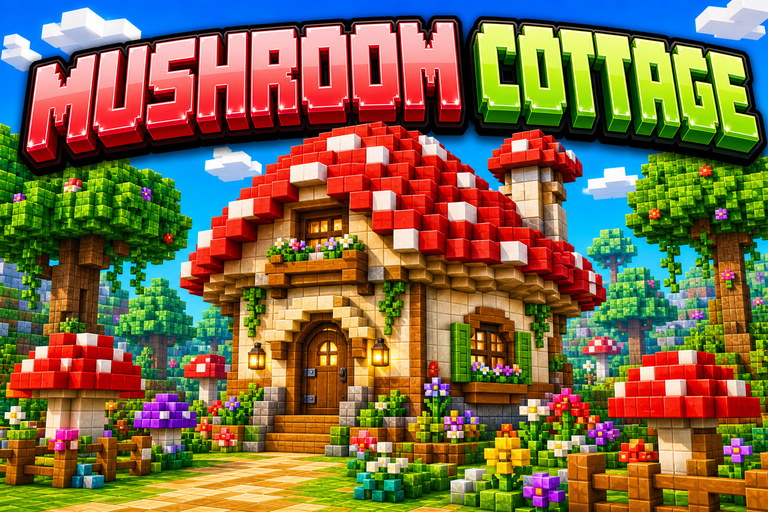 Mushroom cottage preview for Minecraft Bedrock