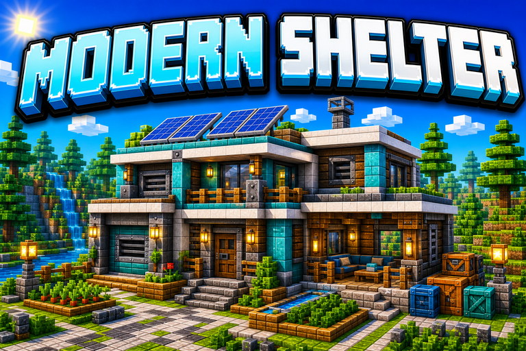 Survival modern house preview for Minecraft Bedrock