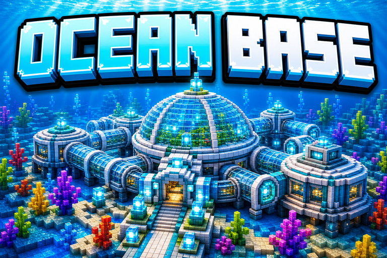 Underwater survival base preview for Minecraft Bedrock