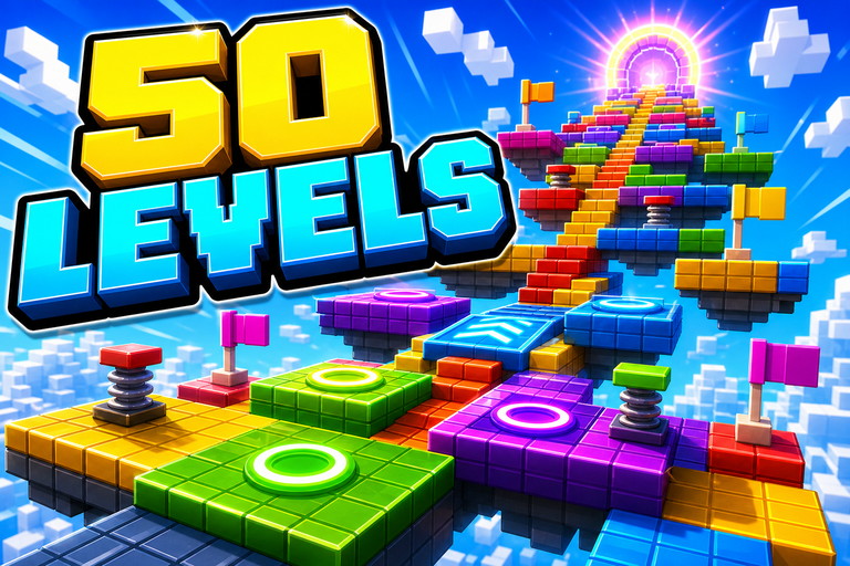 50-Levels Parkour Map preview for Minecraft Bedrock