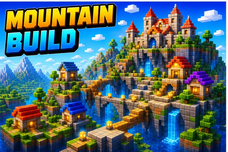 Build with Mountain Map preview for Minecraft Bedrock