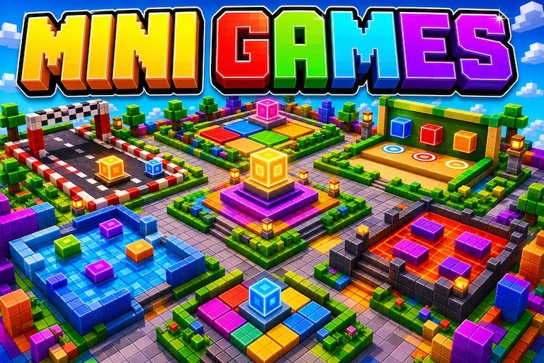 Interactive mini-games preview for Minecraft Bedrock