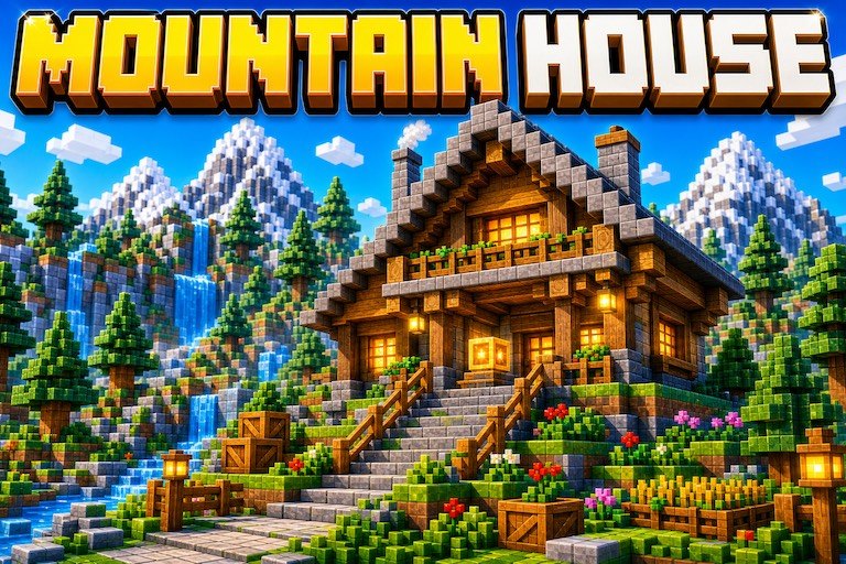 Japanese Mountain House Map preview for Minecraft Bedrock