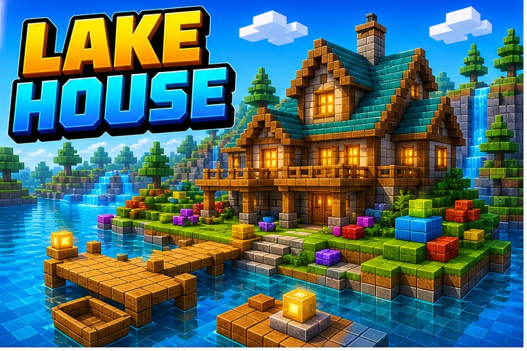 Lake Center House Map preview for Minecraft Bedrock