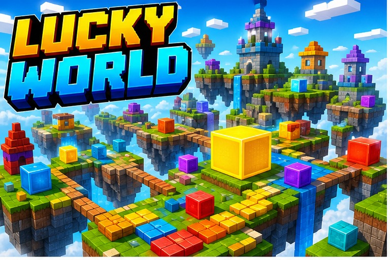Lucky Block World Map preview for Minecraft Bedrock