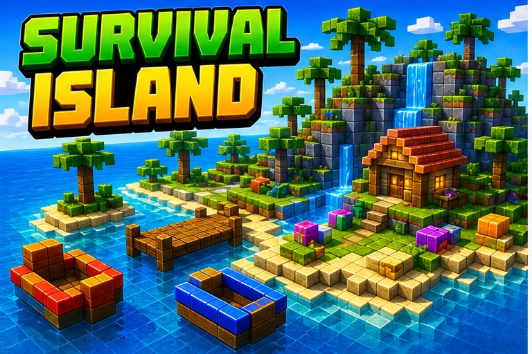 Mega survival island preview for Minecraft Bedrock
