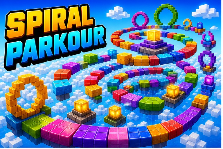 Parkour spiral preview for Minecraft Bedrock