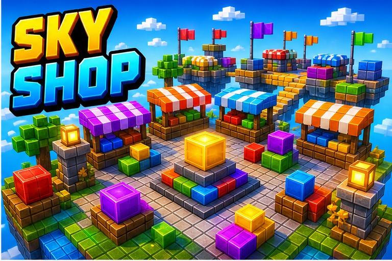Skyblock + Shop preview for Minecraft Bedrock