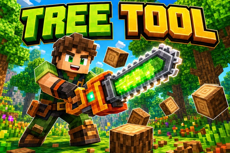 Tree Capitator with Axe Addon preview for Minecraft Bedrock
