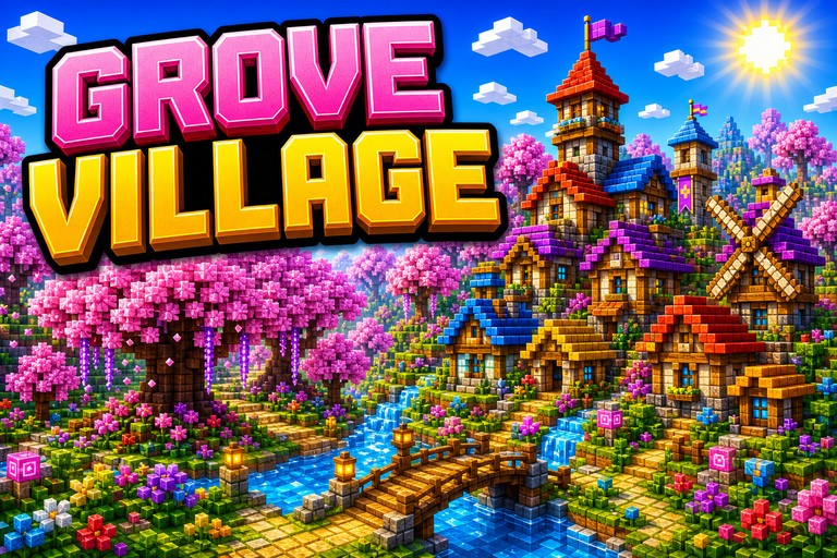 Cherry Grove and Village Spawn preview for Minecraft Bedrock