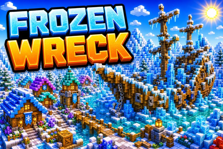 Frozen Shipwreck Village preview for Minecraft Bedrock