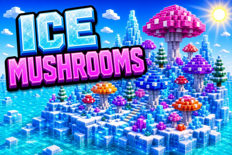 Ice Covered Mushroom Island preview for Minecraft Bedrock