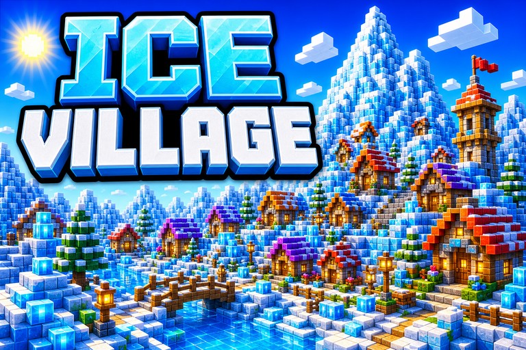 Ice Mountain Village preview for Minecraft Bedrock