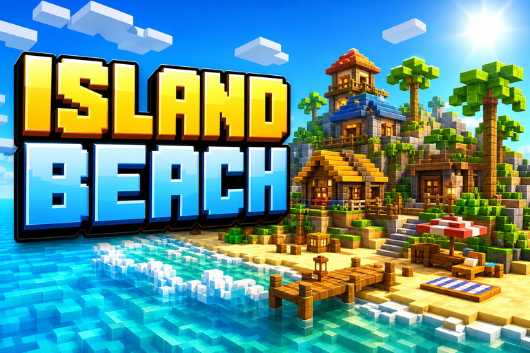 Island, a Village, and a Beach preview for Minecraft Bedrock