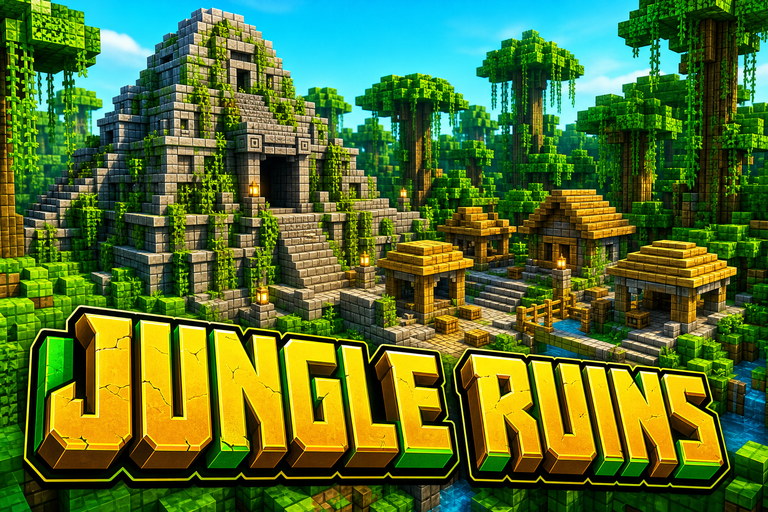 Jungle Temple Next to an Almost Jungle Village preview for Minecraft Bedrock