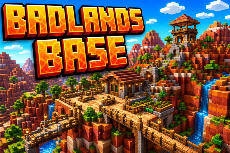 Majestic Wooded Badlands Base Site (Java & Bedrock) preview for Minecraft Bedrock