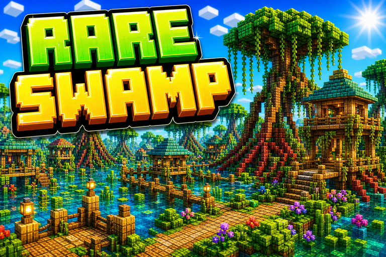 Rare Swamp Village preview for Minecraft Bedrock