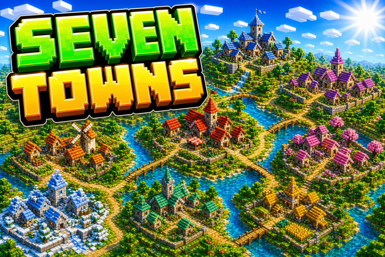 Spawn Near Seven Villages preview for Minecraft Bedrock