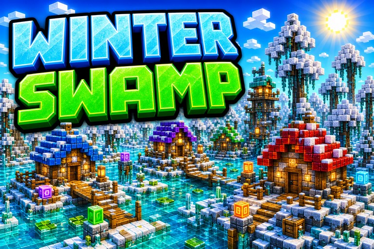 Swamp Winter Village preview for Minecraft Bedrock