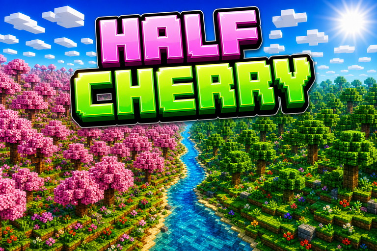 The 50-50 Cherry Forest World preview for Minecraft Bedrock