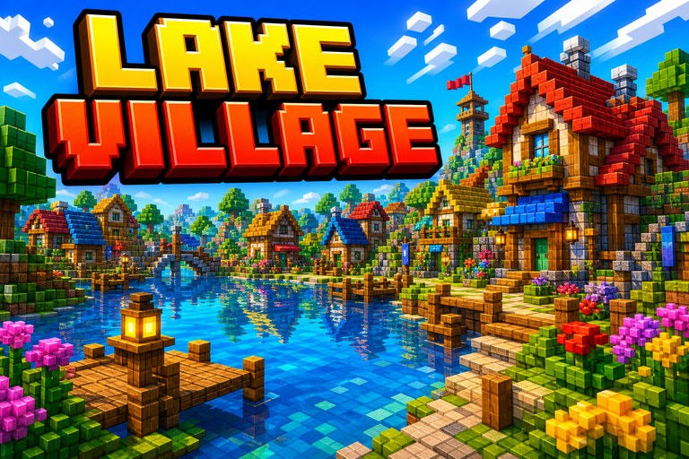 Village on a Lake preview for Minecraft Bedrock