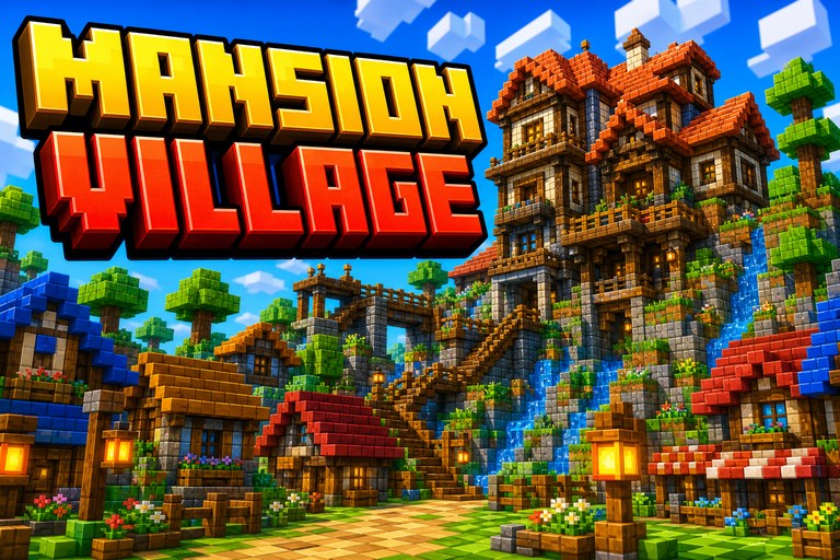 Village on Woodland Mansion preview for Minecraft Bedrock