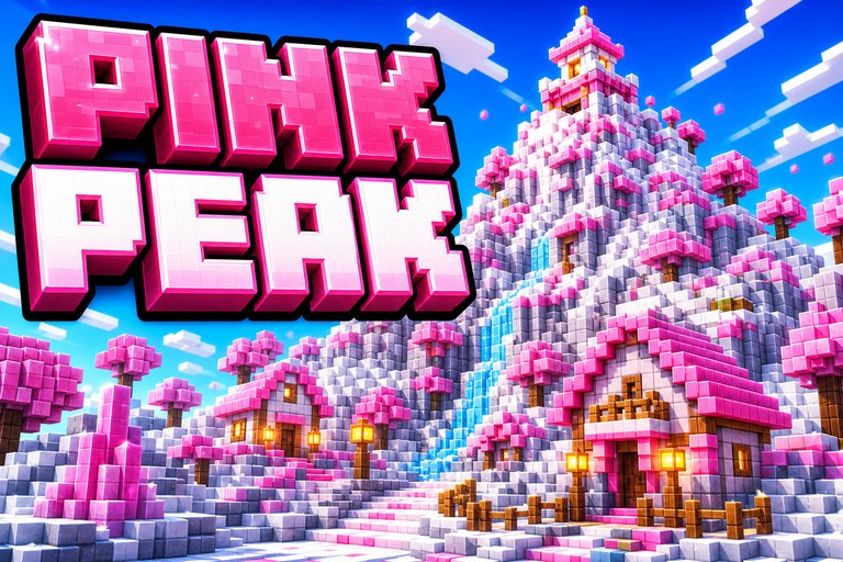White Mountain with Pink Icing preview for Minecraft Bedrock