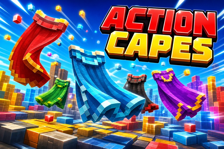Actions & Stuff Custom Capes Texture Pack preview for Minecraft Bedrock