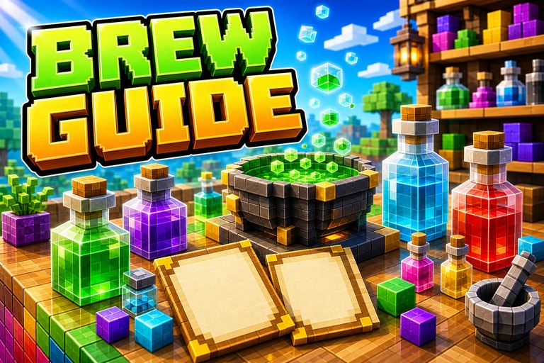 Brewing Recipes UI Texture Pack preview for Minecraft Bedrock