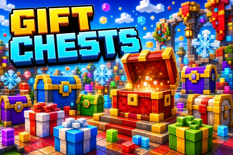 Colourful Containers BE Christmas Chests Texture Pack preview for Minecraft Bedrock