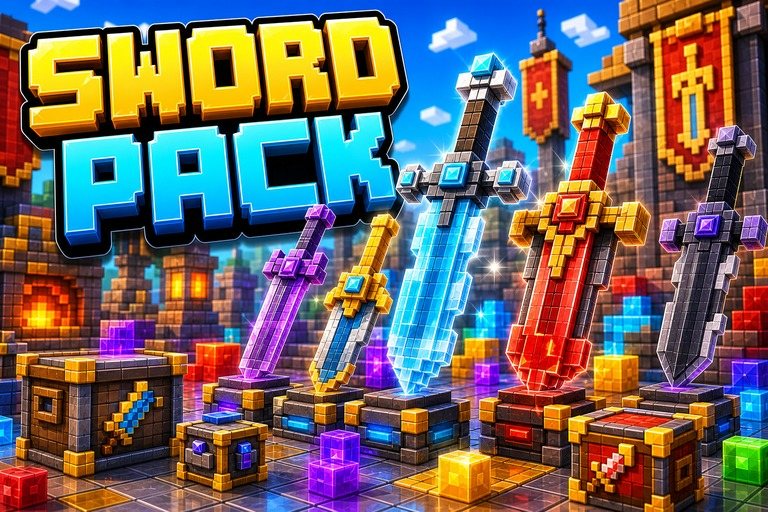 Compack Swords+ texture pack preview for Minecraft Bedrock