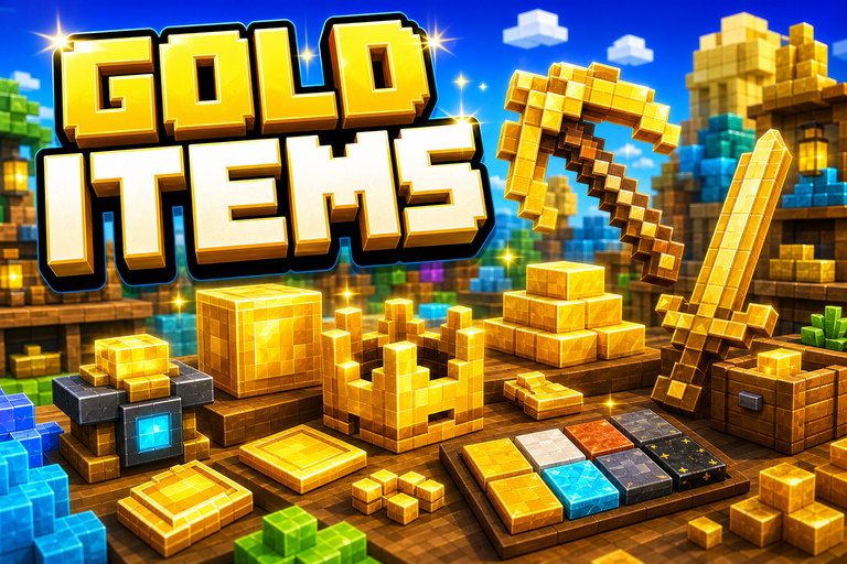 Derpy Golden Items Texture Pack preview for Minecraft Bedrock