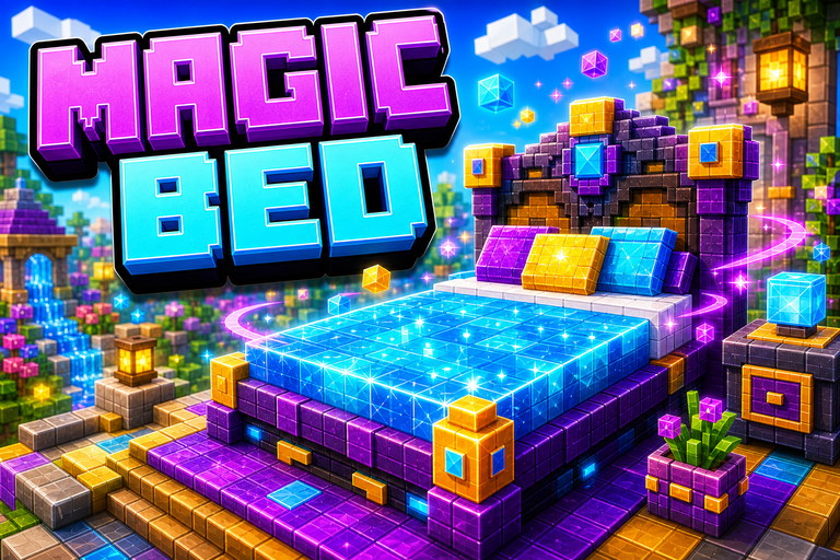Enchanted Bed Texture Pack preview for Minecraft Bedrock