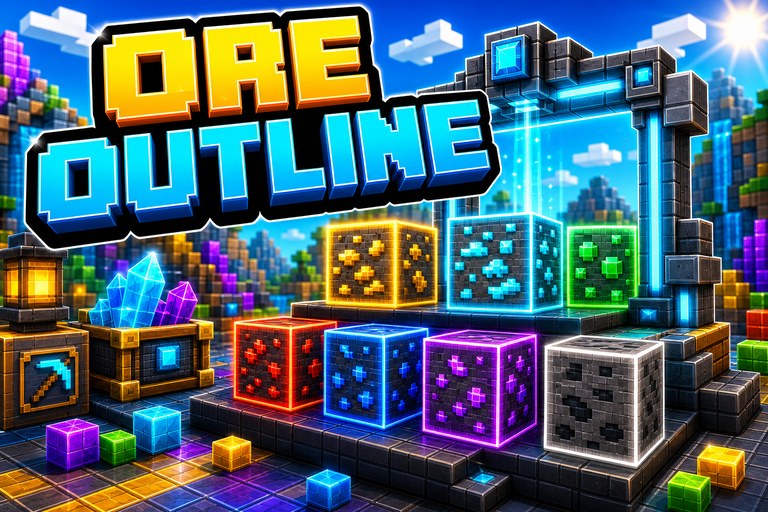 Outline Ores Texture Pack preview for Minecraft Bedrock