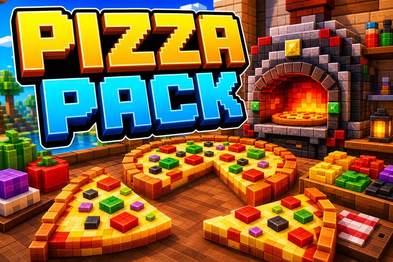 Pizza Pack Texture Pack preview for Minecraft Bedrock