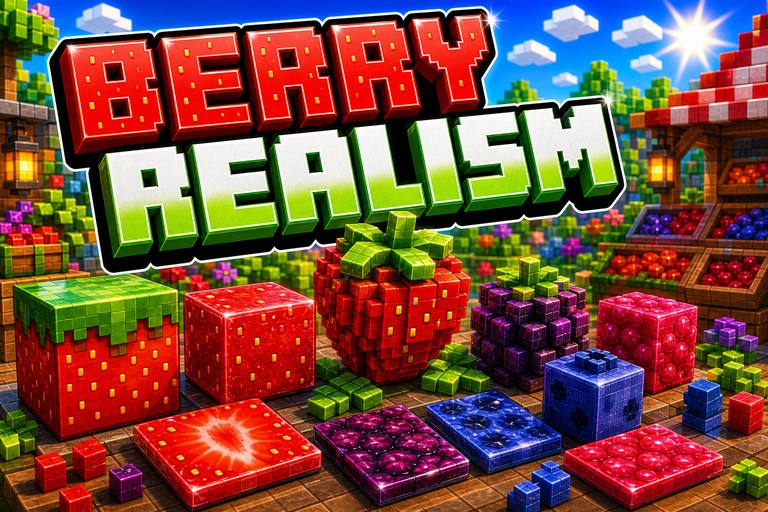 Strawberry Realism Texture Pack preview for Minecraft Bedrock