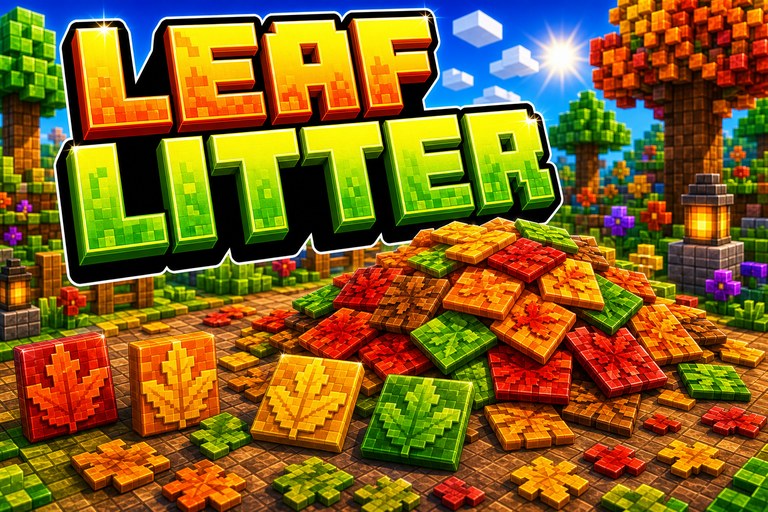 Varies Leaf Litter Texture Pack preview for Minecraft Bedrock